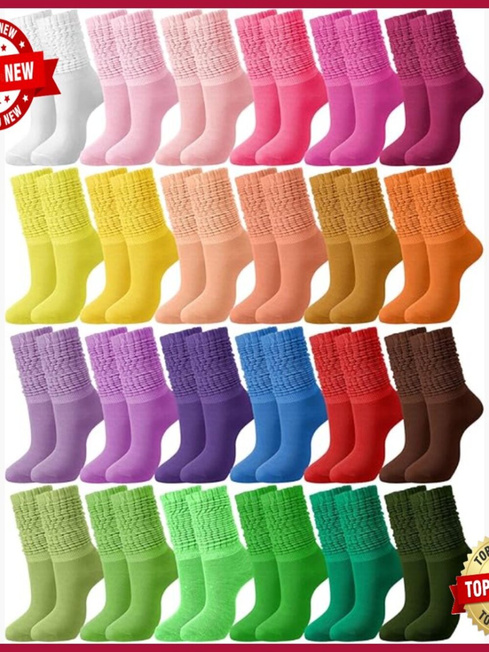 Long Stacked Slouch Scrunch Socks Convertible Knee High to Ankle Breathable